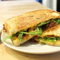 Spicy Mama Sandwich W/ Spicy Ranch · Roasted Bacon, House Blend Cheeses, Arugula, and housemade Chili-Jalapeno Aioli on Farm-to-M...