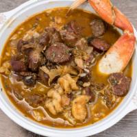 New Orleans Gumbo (Seasonal) · An aromatic roux-based soup cooked with chicken, sausage, shrimp, and crabs served over rice.