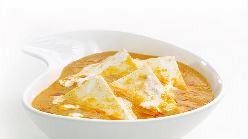 Shahi Paneer · Amalgamation of onion, almonda, cashew nut, resulting into a creamy aromatic and sweet gravy with soft Cottage cheese cube. Come with Rice