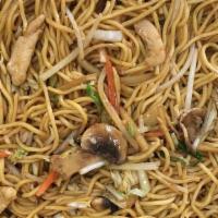 Chicken Lo Mein · Served with white rice or roast pork fried rice and egg roll or soda.