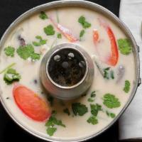 Tom Kha Gai (Coconut Soup) · Thai coconut soup or well-known as Tom Kha in Thailand, coconut milk  and lemongrass soup, c...