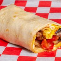 R20 -Veggie Egg Wrap · 2 EGGS, MUSHROOM, PEPPERS, ONIONS, SPINACH, TOMATO