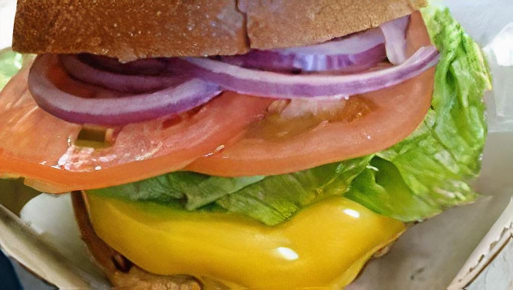 B1-Classic Cheese Burger · 6 oz BURGERS* SERVED WITH AMERICAN CHEESE, LETTUCE, TOMATO, AND RED ONION ON BRIOCHE BUN