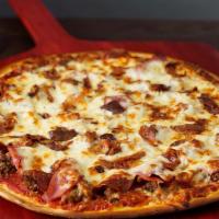 Meat Classic Pizza · A must for hearty appetites, pepperoni, sausage, Canadian bacon and ground beef.