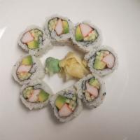 California  Roll · Crab &Avocado and Cucumber. Rice on the outside. 8 pieces.
