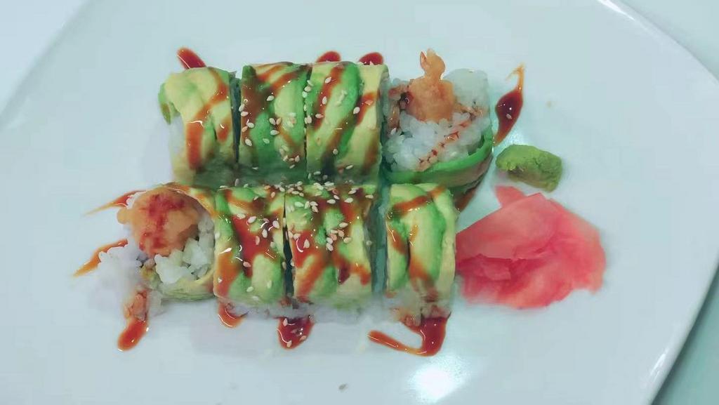 Green Dragon · Shrimp tempura roll & avocado. 8 PCS
Eel sauce on Top!!!