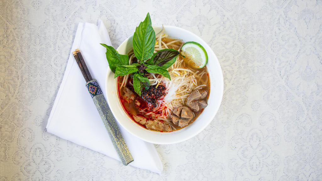 Pho Beef Noodles · Vietnamese beef noodle soup. those chewy noodles savory broth with side of Asian salad.