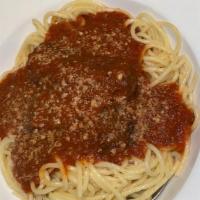Spaghetti With Italian Sausage · Served in tomato sauce.