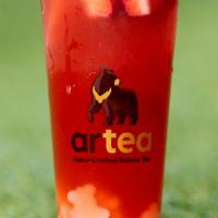 Strawbeary Lychee Lime Green Tea · Trio melody of strawberry, lychee and lime shaken with crisp jasmine green tea, pour over ic...