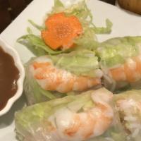 Vegetarian Summer Rolls (2) / Gỏi Cuốn Chay · Two rolls filled with lightly fried tofu, shredded lettuces, rice vermicelli noodles, and mi...