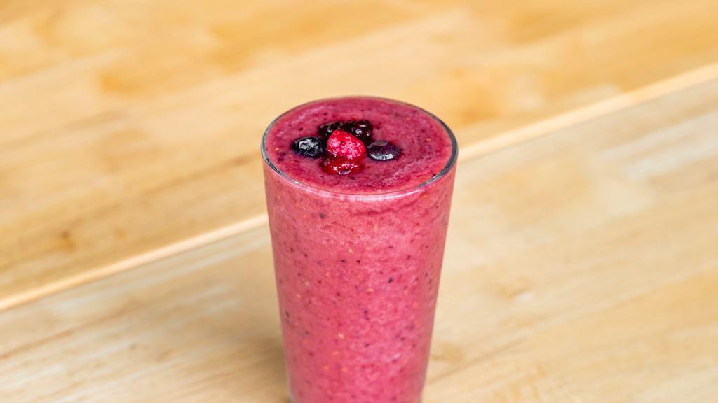 Smoothie Fruit · A refreshing three berry, apple, and banana smoothie sweetened with a dollop of wildflower honey.