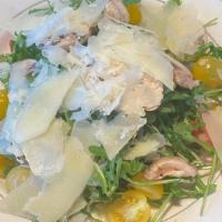 Arugula Salad · with fresh mushrooms, pear tomatoes, and shaved parmesan