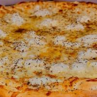 Large Ny White · Traditional NY pizza with garlic, oil topped with ricotta, mozz and oregano