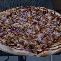 Large Bbq Chicken Pizza · BBQ sauce, breaded chicken, and red onions