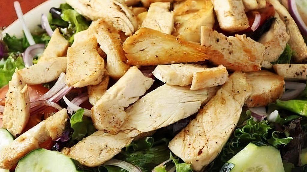 Grilled Chicken Salad · Field greens, grilled chicken, tomatoes, cucumbers, and onions served with choice of homemade dressing.