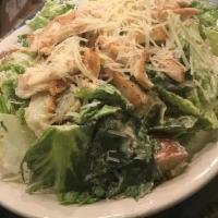 Chicken Caesar Salad · Romaine lettuce, Grilled Chicken, croutons, and shredded parm cheese, served with a side of ...