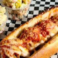 Meatball Parm Sub · Mamas Meatballs with homemade Marinara and Mozz cheese baked to perfection. Served with your...