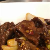 Kung Pao Beef  · Spicy.  Served with side of  steam Rice
