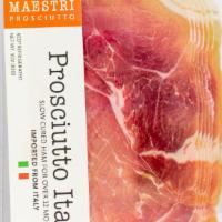 Prosciutto | Maestri Italiano · Who doesn't love prosciutto? This delicious pork was aged for more than a year with sea salt...
