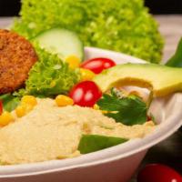 Mean Green · Vegan. Hummus, avocado, falafel & spinach. Wrap (168 kcal), salad (128 kcal) and rice bowl (...