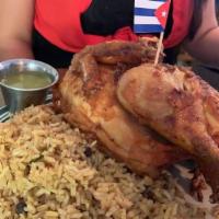 Pollo Frito · Entire Half Chicken , Marinated in Cuban Spices, and Fried to Perfection