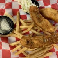 Fish And Chips · Hand-battered cod in our house made fish batter. served with french fries, house made tartar...