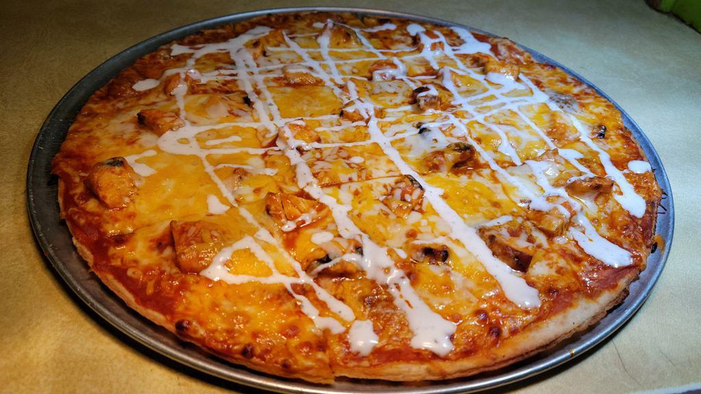 Buffalo Chicken  Pizza (12 Inch) · Chicken with Buffalo sauce, cheese, ranch and jalapeños