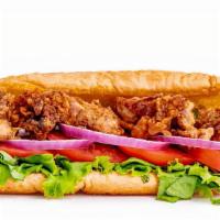 Fried Oyster Po'Boy · Fresh fried oysters served on a hearth-baked hoagie bun with lettuce, tomato and onion. Remo...