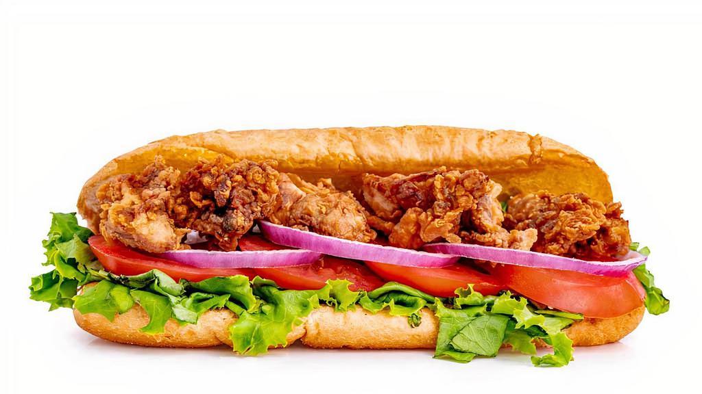 Fried Oyster Po'Boy · Fresh fried oysters served on a hearth-baked hoagie bun with lettuce, tomato and onion. Remoulade served on the side