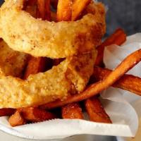 The Undecided · Choose two: fries, sweet potato fries or onion rings
