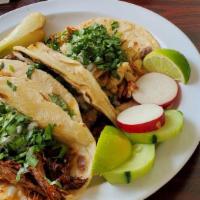 Tacos Mexicanos / Mexican Tacos · Pollo, res, chorizo, barbacoa, carnitas, al pastor o carne enchilada. Tripa o lengua por un ...