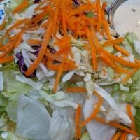 Green Salad · Greens, Cabbage, Carrots, Daikon Radish. Comes with Creamy Sesame Shoyu Dressing. G-F Pineap...