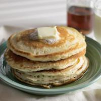 Pancakes · Three delicious and fluffy pancakes. Comes with one syrup container.