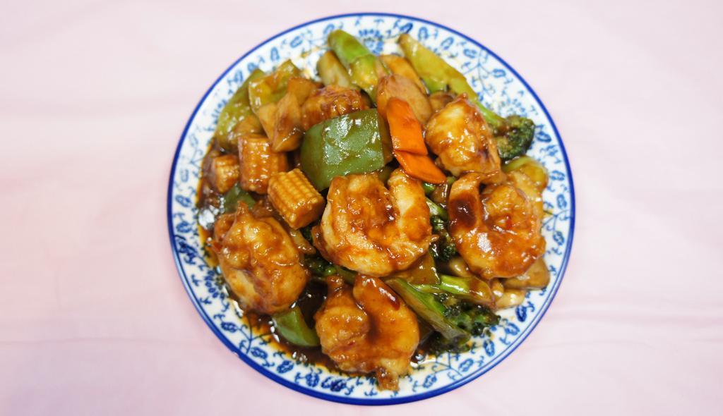 Hunan Shrimp (Combo Platter) · Spicy.