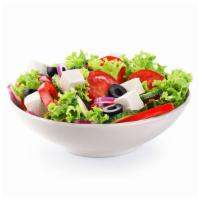 Greek Salad · Classic Greek Salad with your choice of dressing. Comes with fresh mixed greens, lettuce, ca...