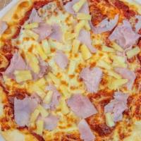 Large Canadian Pizza · Marinara sauce, ham, crushed pineapple, and mozzarella.