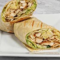 Grilled Chicken Caesar Wrap · Grilled chicken, shredded lettuce, Caesar Dressing, on your choice of wrap