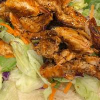 Buffalo Chicken Wrap · Buffalo chicken, Blue cheese Crumbles, Blue Cheese Dressing, Lettuce, Carrots, on your choic...