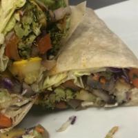 Grilled Veggie Wrap · Fresh grilled & roasted sauteed vegetable medley. w/ Cheese or without cheese,  on your choi...