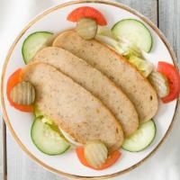Chicken Gyro Salad · 3 piece chicken gyro ,lettuce, tomato, onion, parsley, cucumber, sliced pickle.With choice o...