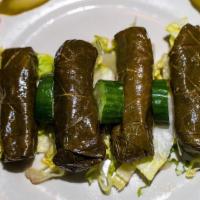Grape Leaves · Grape leaves stuffed with a mix of rice, vegetables and tangy seasonings.