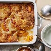 Peach Cobbler · Sweet and delicious peach filling with a flaky buttery crust