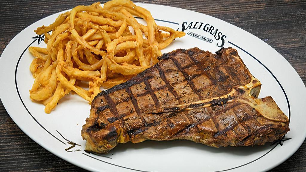 T-Bone · 17 oz. Served with a side & your choice of dinner Caesar salad, dinner salad (with a choice of honey-mustard, chunky bleu cheese, ranch, Thousand Island or balsamic vinaigrette), or upgrade to a wedge salad.