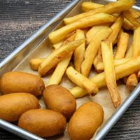 Kid'S Mini Corn Dogs · Choice of side fries, broccoli, or mashed.