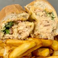 Tuna Melt Sub · one cup of tuna marinated with mayonnaise and celery, melted provolone cheese, lettuce, toma...