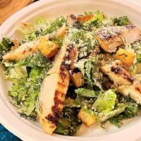 Freddo Caesar  Chicken Salad · Romaine lettuce, grilled chicken
breast, dill, parmesan cheese,
in- house made croutons