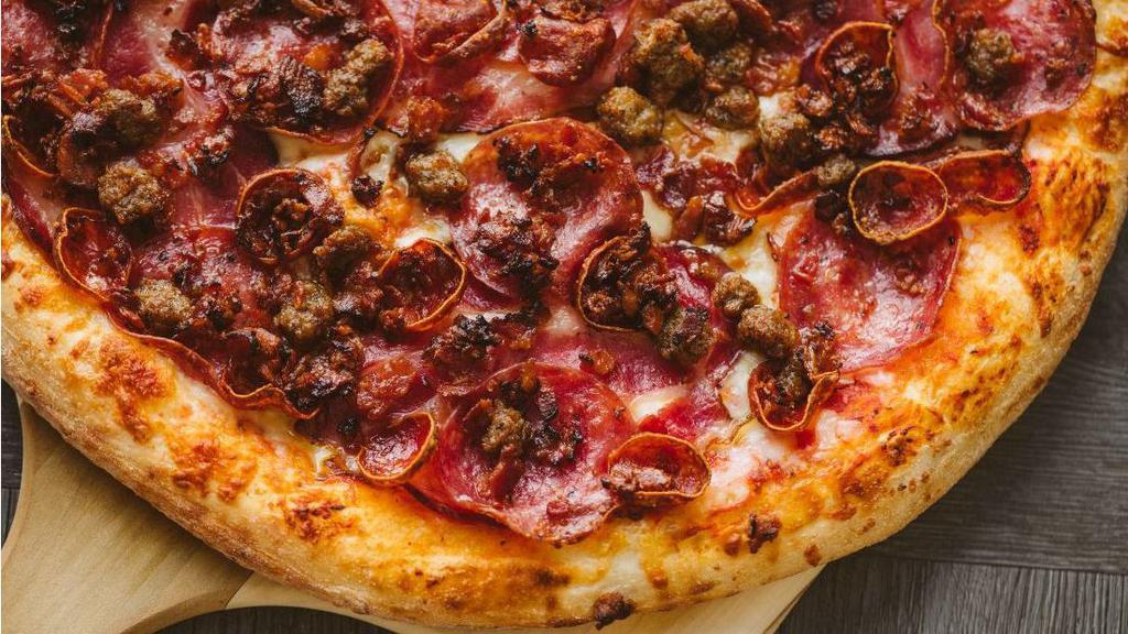 Meat Lovers  · Sure to satisfy you meet needs. Salami, pepperoni, Canadian bacon, beef, spicy Italian sausage, and bacon.