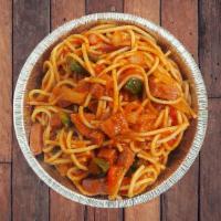 Espaguetis · Dominican style spaghetti with salami.