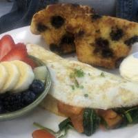 Soldier Boy · Egg white omelette with fresh tomato, Swiss cheese, and spinach. Served with toast and fresh...