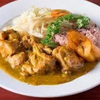 Curry Chicken (Boneless) · Savory boneless chicken, spiced with Judy’s special seasonings in a rich golden curry gravy.